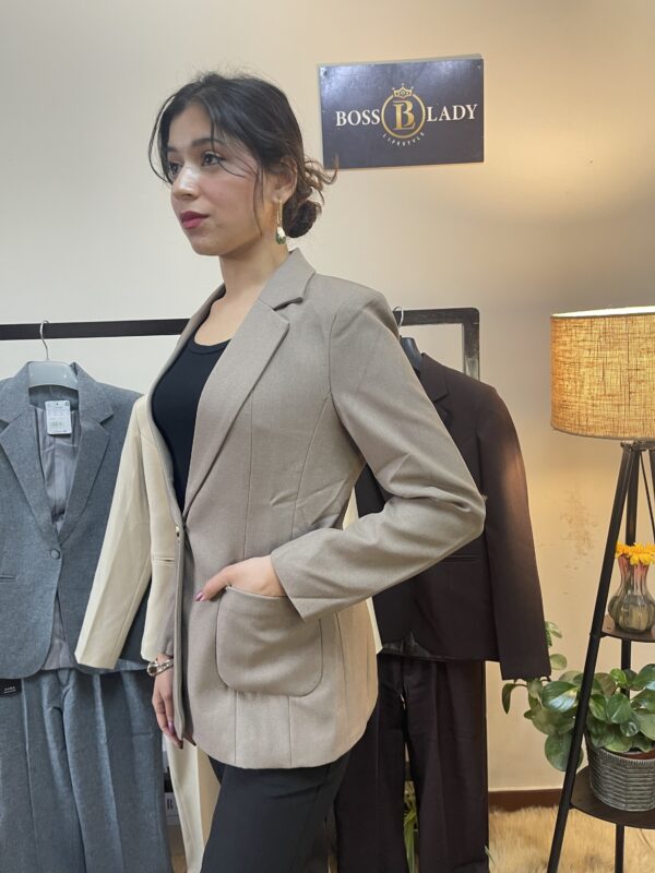 Light Brown Single Breasted Formal Blazer