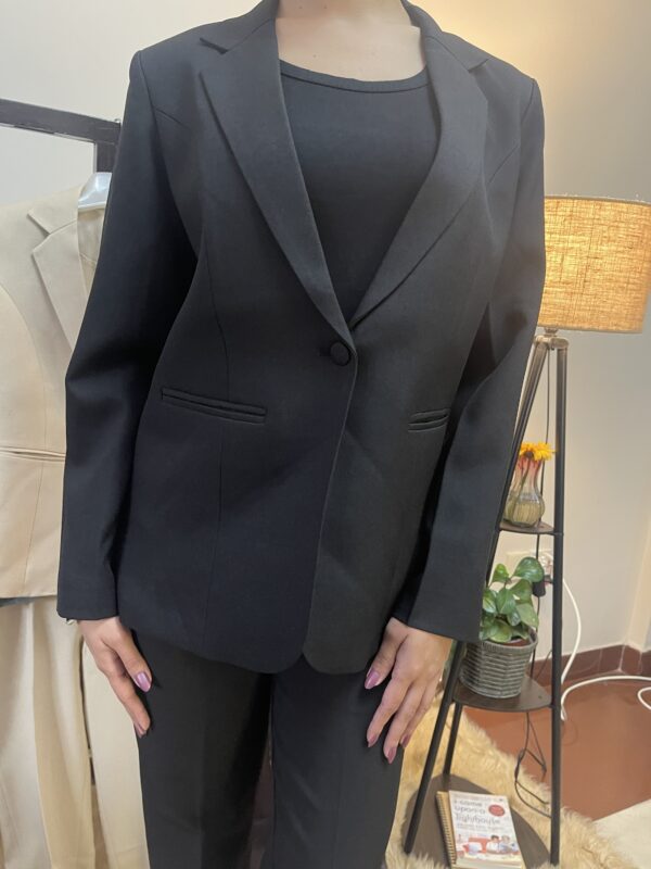 Simple Black Single Breasted Formal Blazer